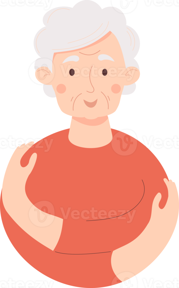 Happy elderly woman png