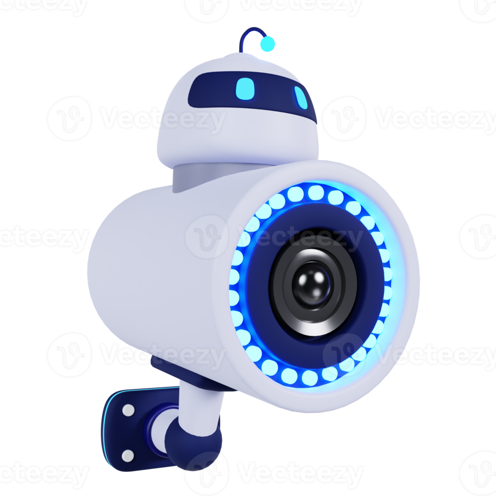 3d smart cCTV med bots och iot baserad illustration png