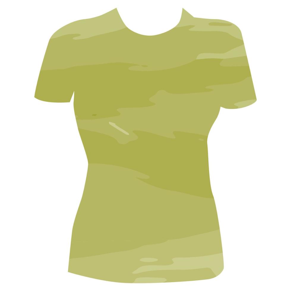 Short sleeve T-shirt in khaki military tones with abstract spots on a transparent background vector