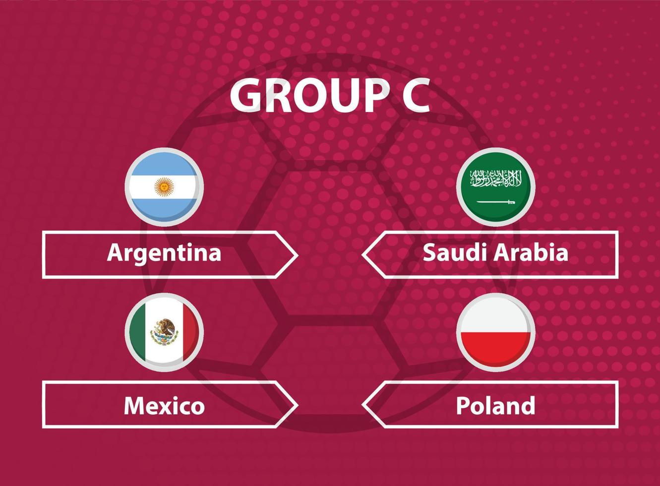 Round Flags of all participants of Group C, World Cup vector