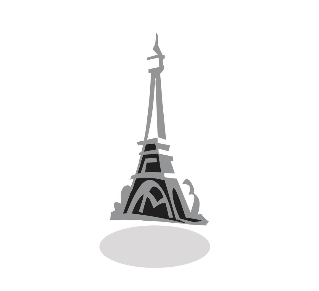 estatua de eiffel 3d ilustración de dibujo de una línea vector