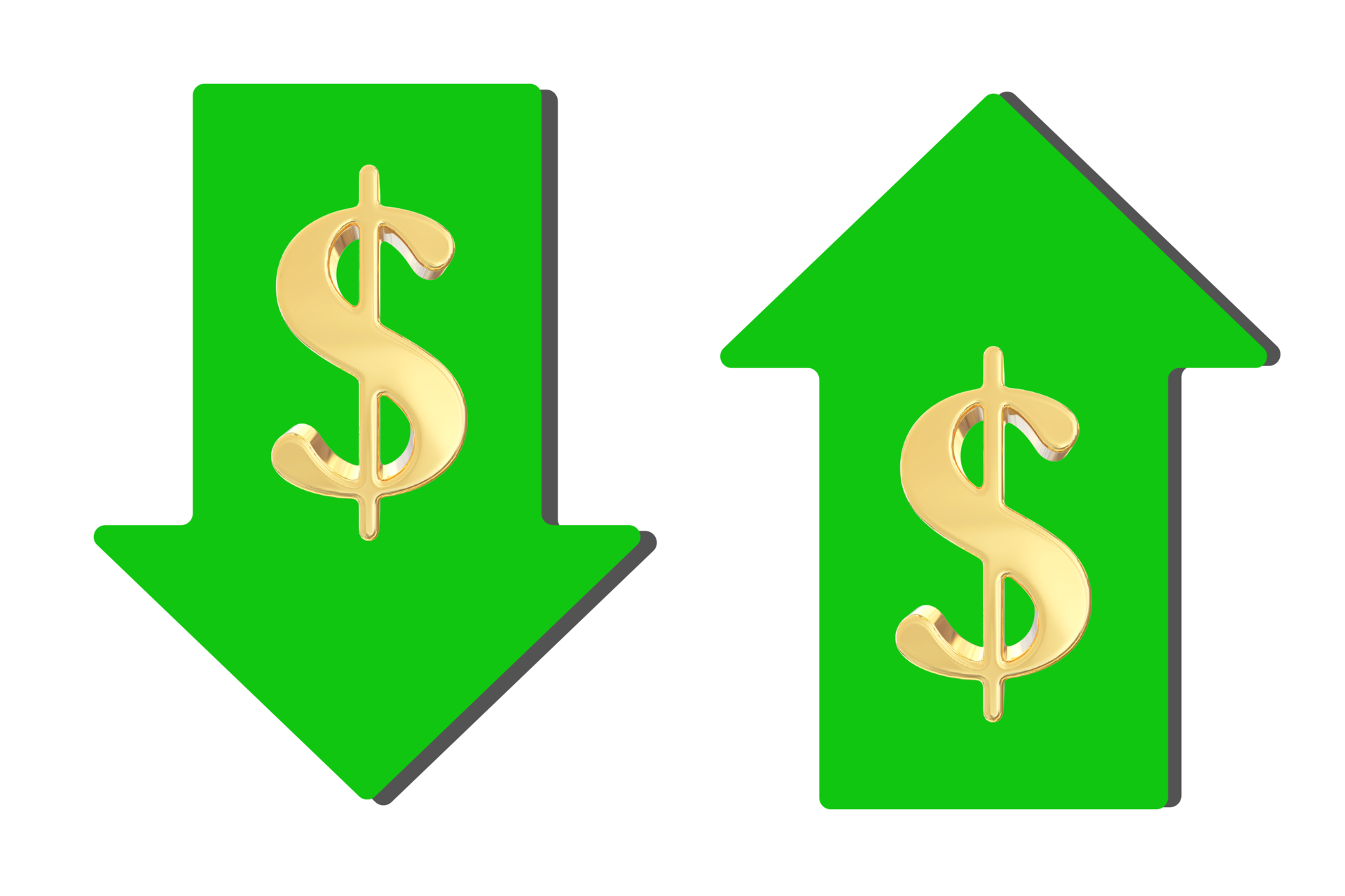 Gold Dollar Rate Decrease Icon Isolated On Green Background Business 