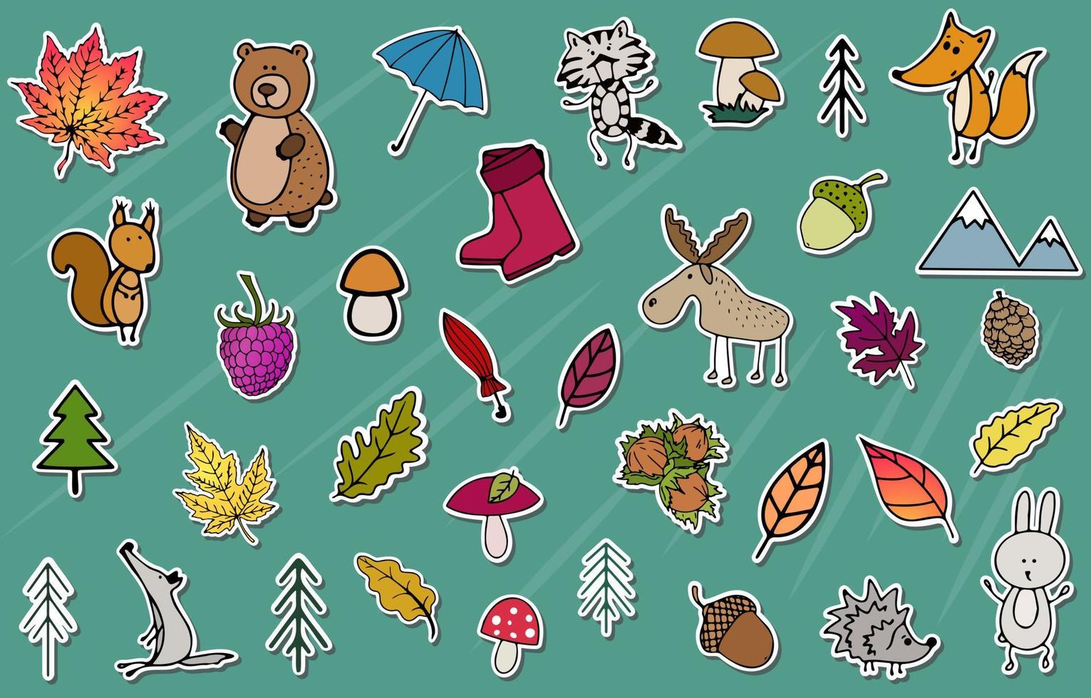 Autumn vector stickers autumn collection with cute seasonal elements
