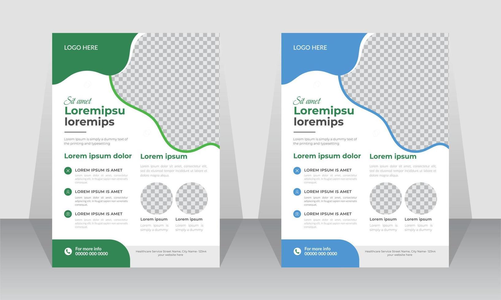 Corporate medical healthcare flyer or poster template design vector