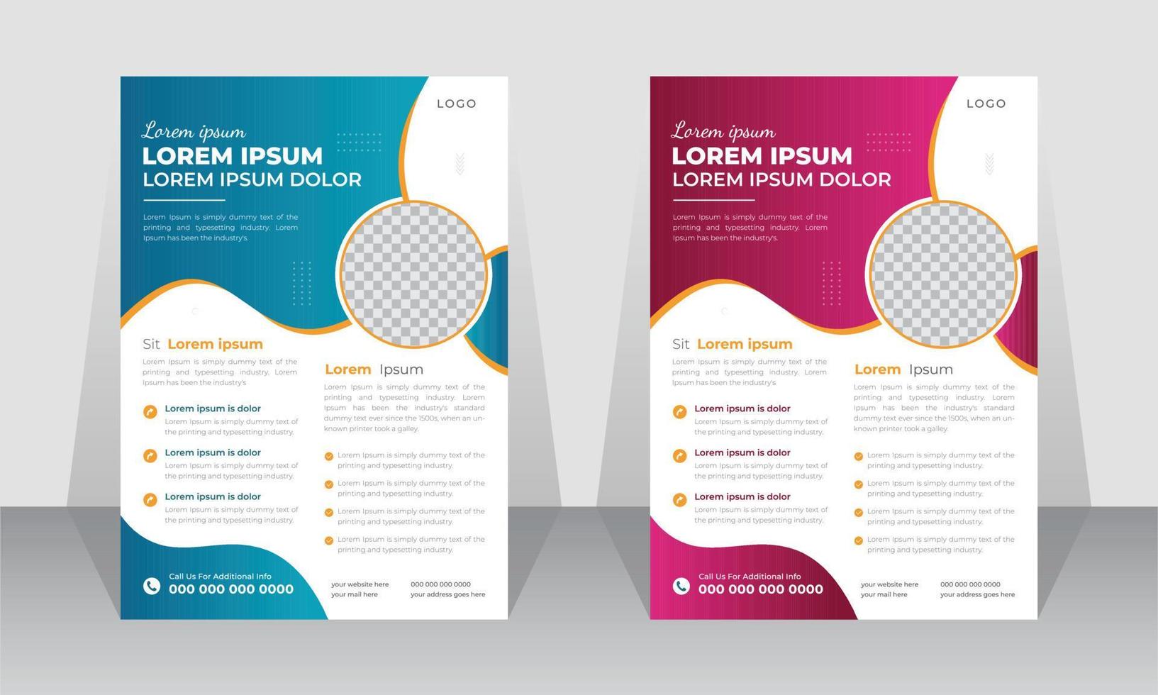 Modern corporate business flyer template design. Marketing agency flyer, business poster, brochure in a4 size two color scheme for print. vector