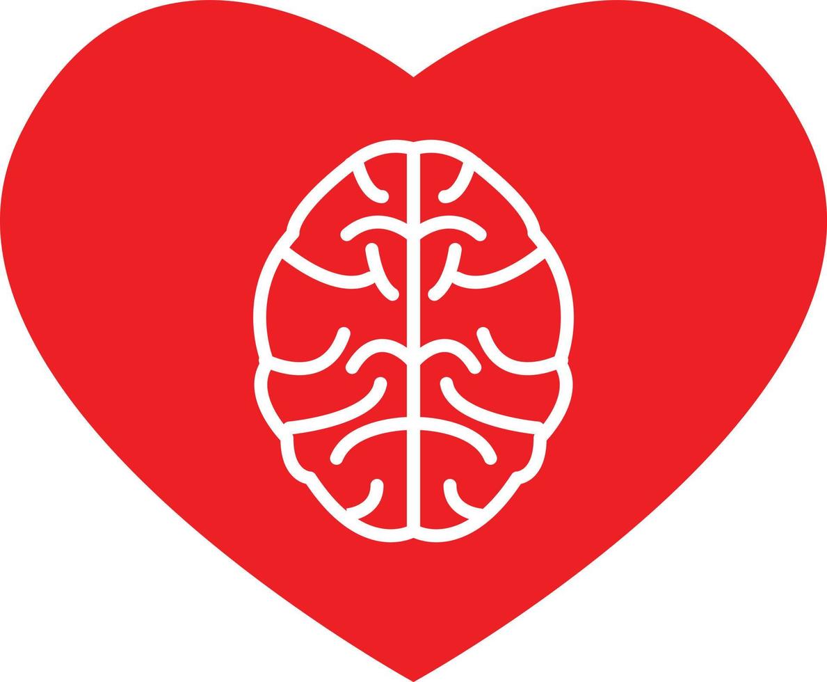 brain in heart icon on white background. heart and brain sign. happy valentine day. flat style. vector