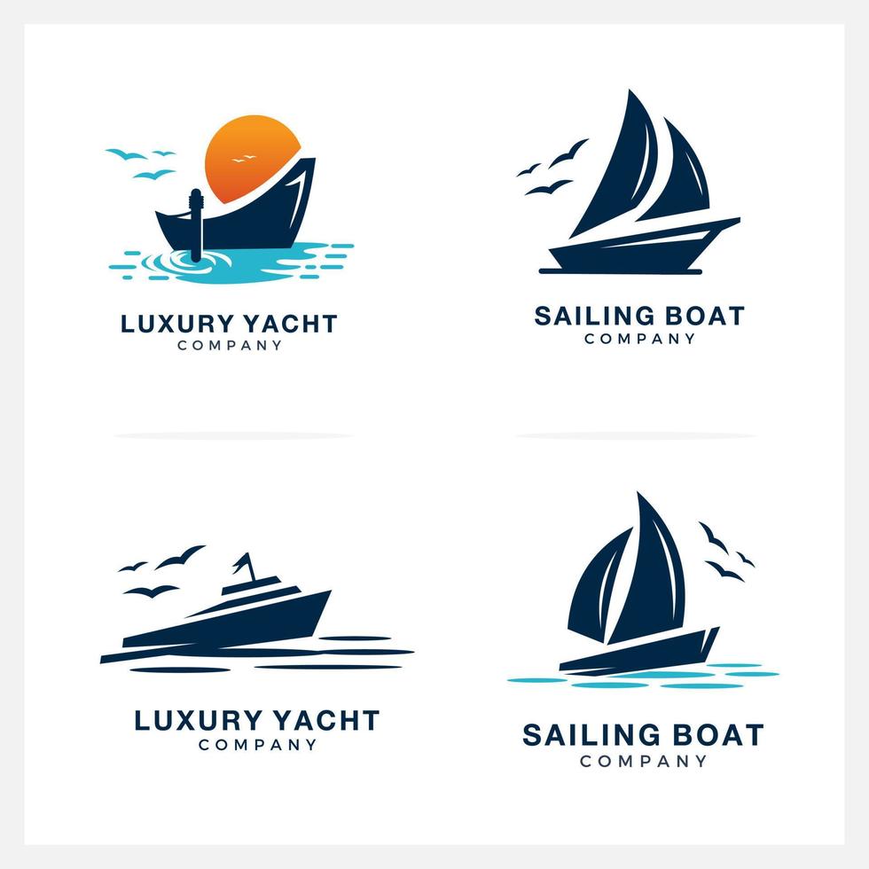 Boat Logo Design inspiration Graphic Branding Element for business and other company vector