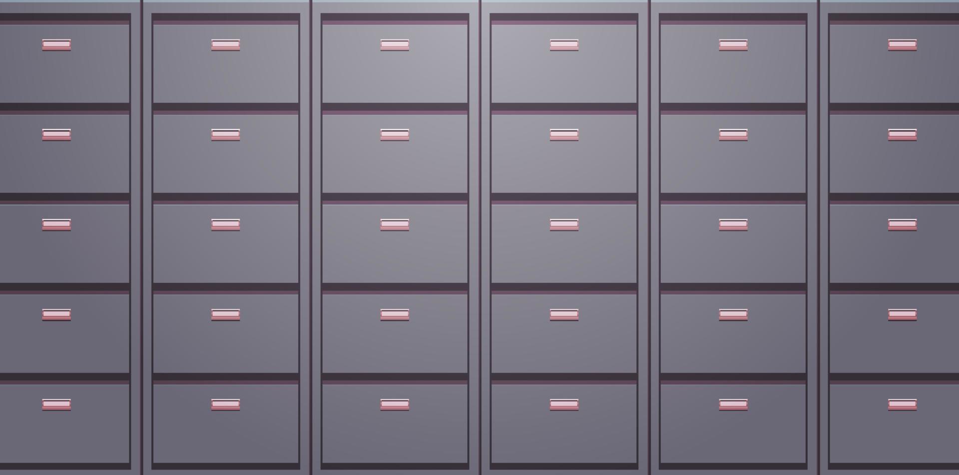 Office cabinet and document data archive storage folders for files business administration concept flat vector illustration.