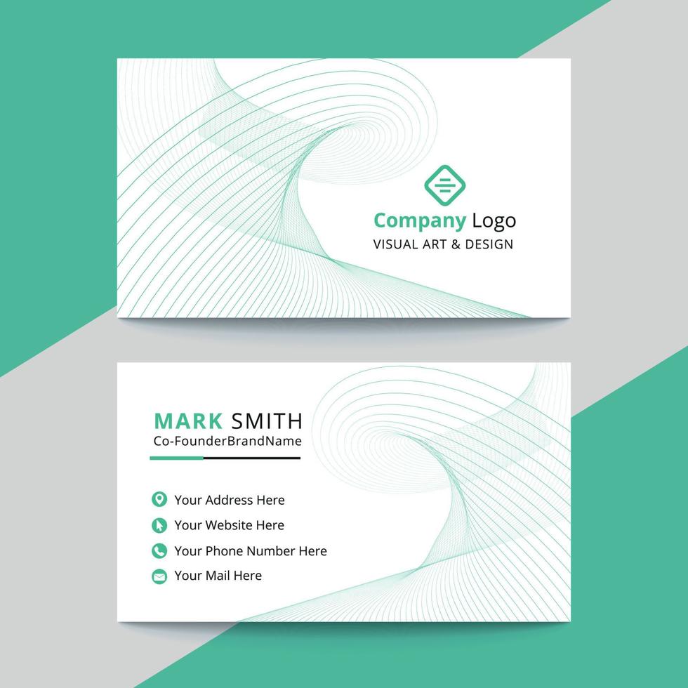 Professional elegant green and white modern business card design vector