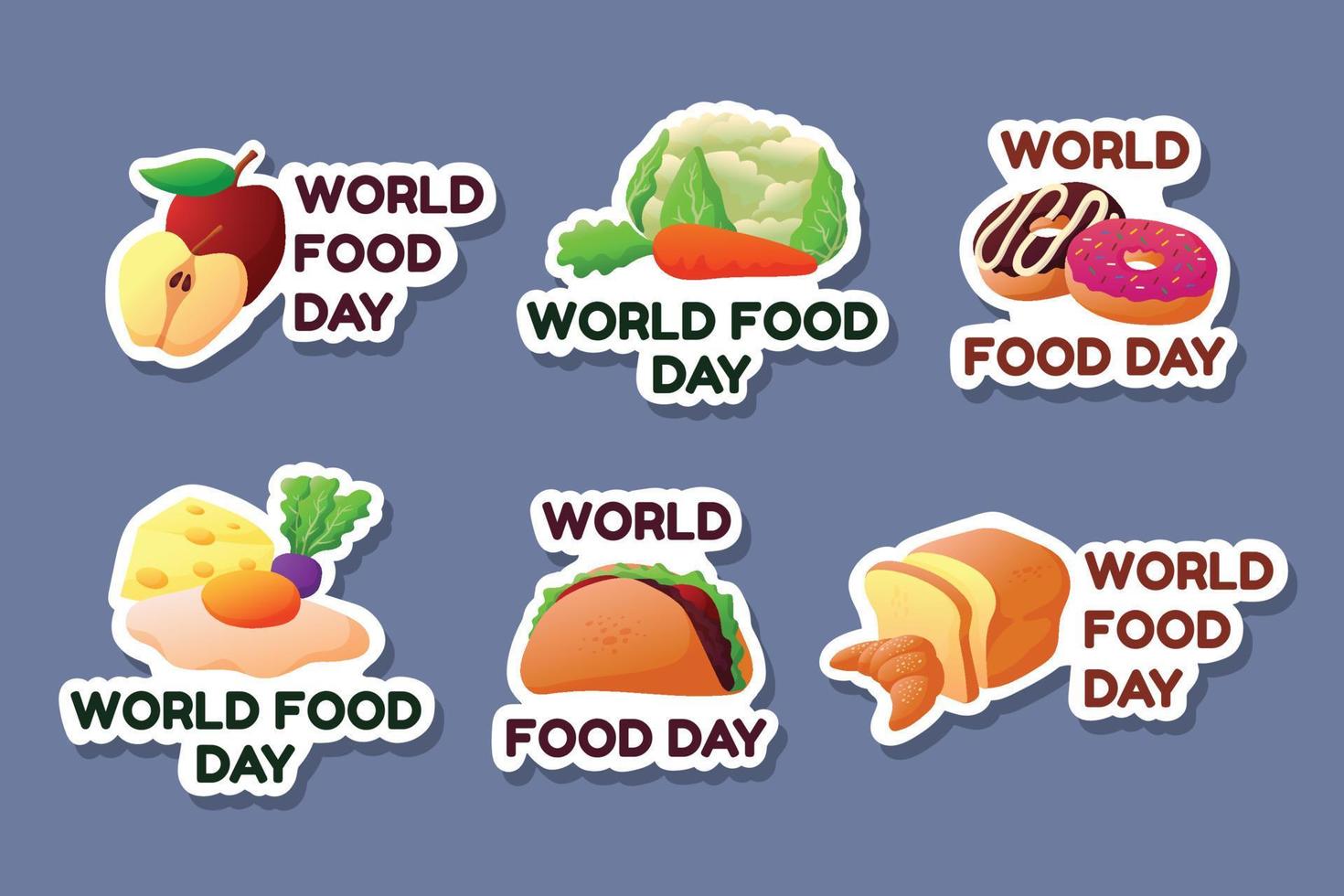 World Food Day Sticker Set vector