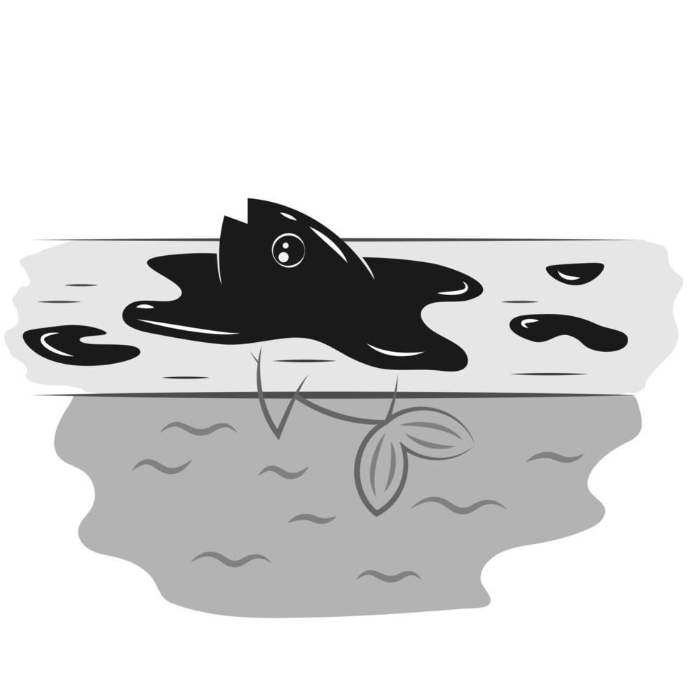 Environmental issues. Water pollution. Fish in an oil slick. vector