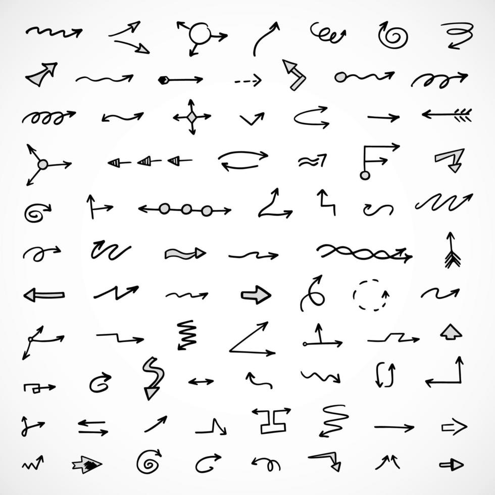 Vector set of hand drawn arrows, elements for presentation