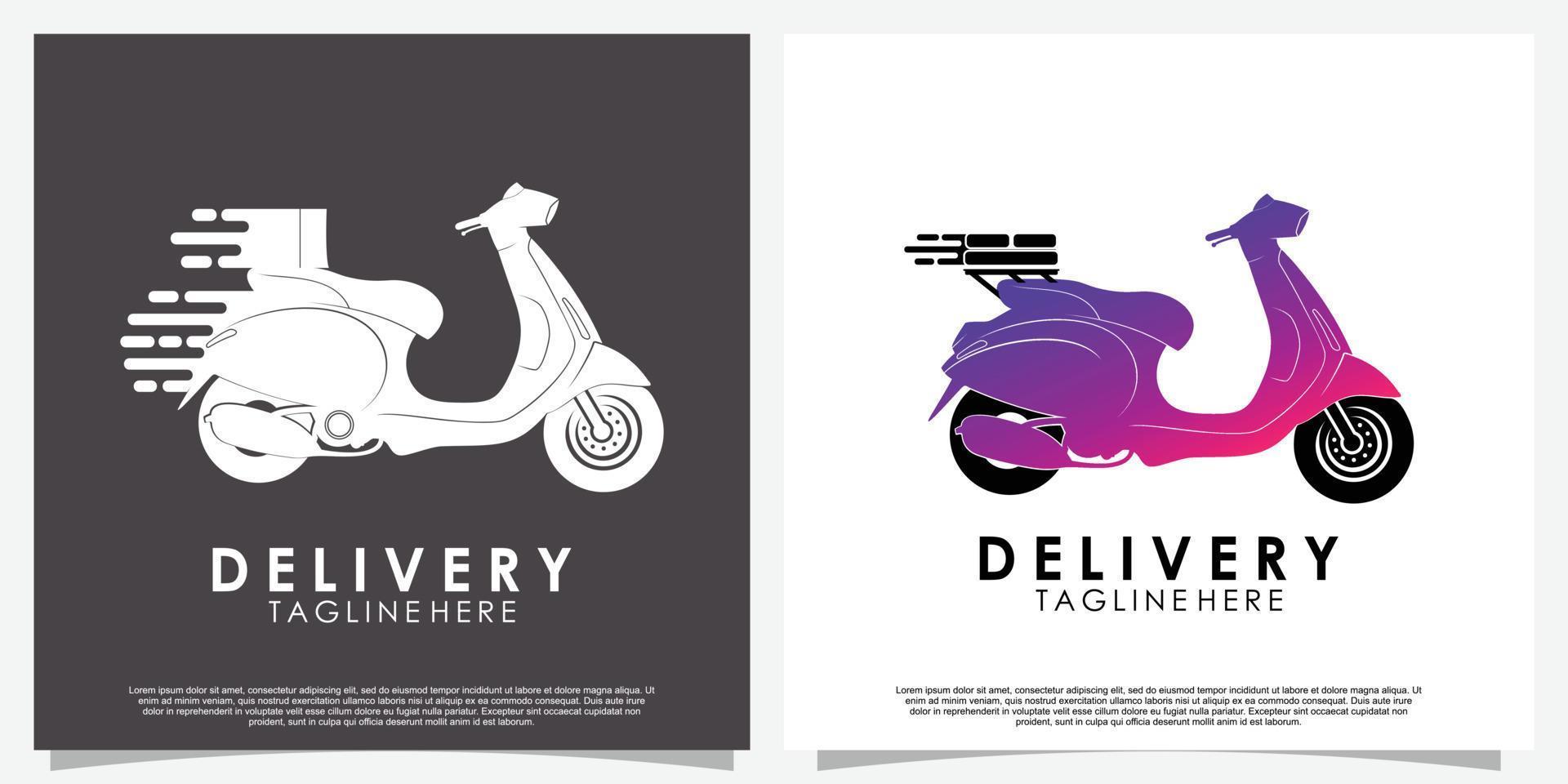 Package delivery with unique logo design scooter Premium Vector