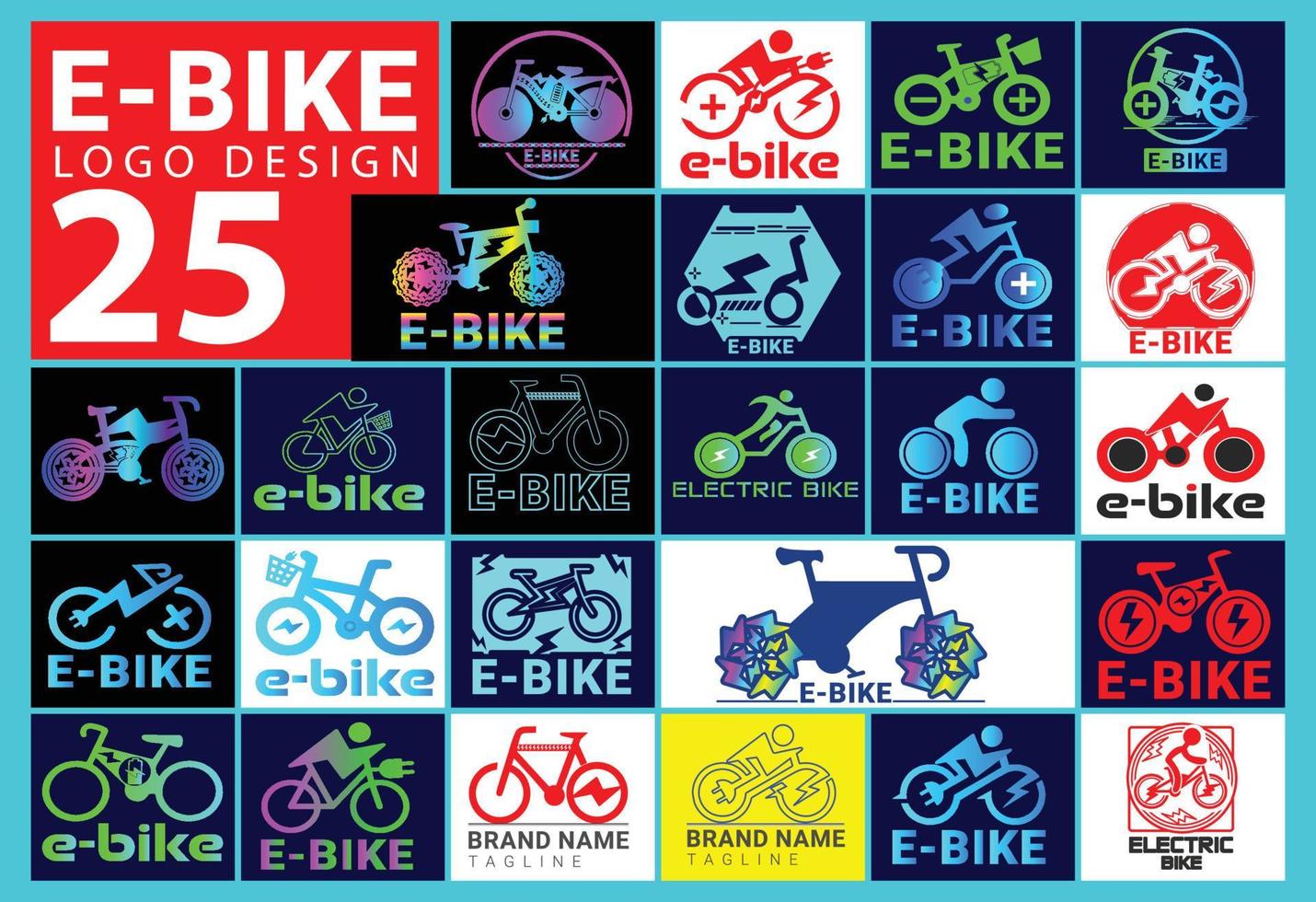 E bike logo and icon design template big bundle vector