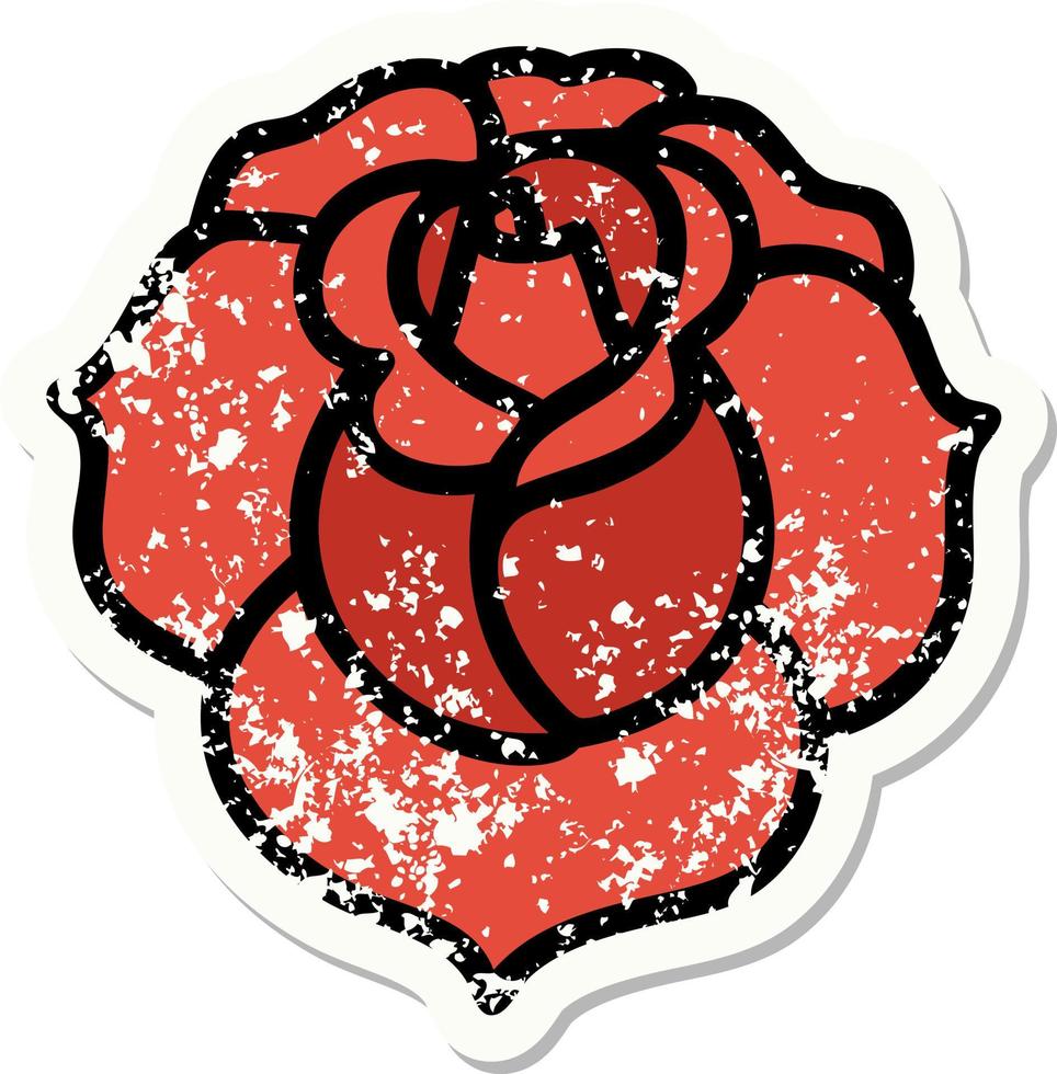 distressed sticker tattoo in traditional style of a flower vector