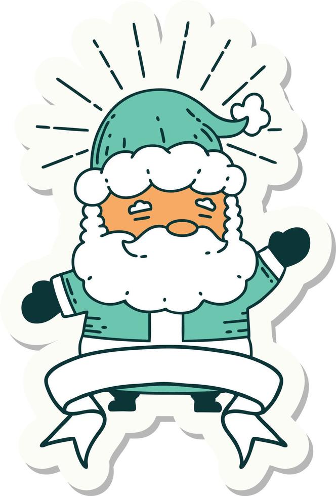 sticker of a tattoo style santa claus christmas character vector