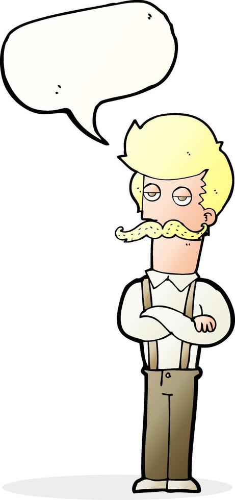 cartoon man with mustache with thought bubble vector