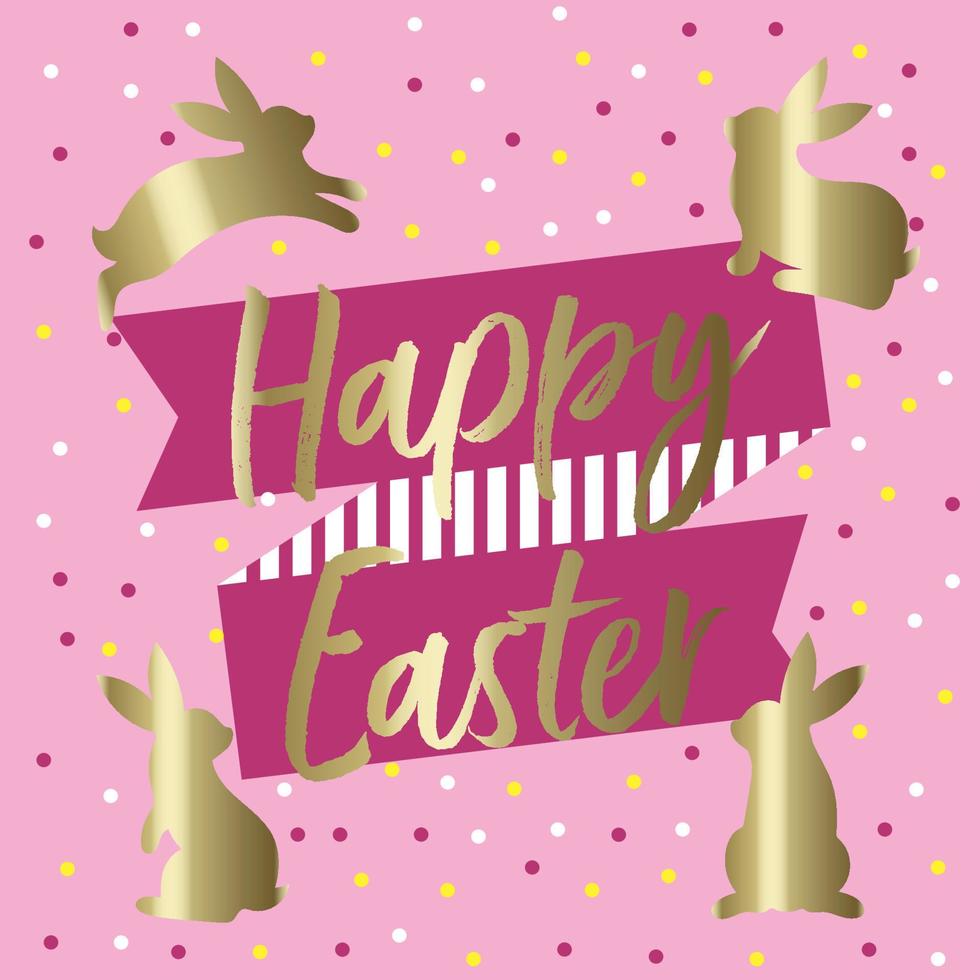 Happy Easter bunny sign badge vector