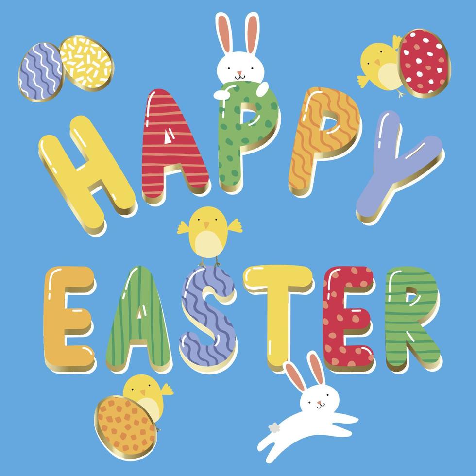 Happy Easter bunny sign badge vector