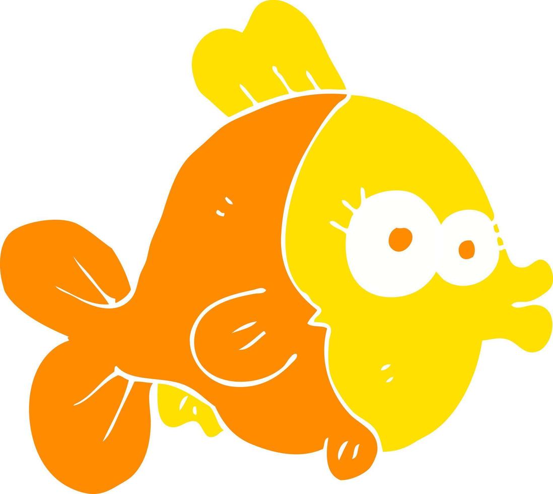 funny flat color illustration of fish vector