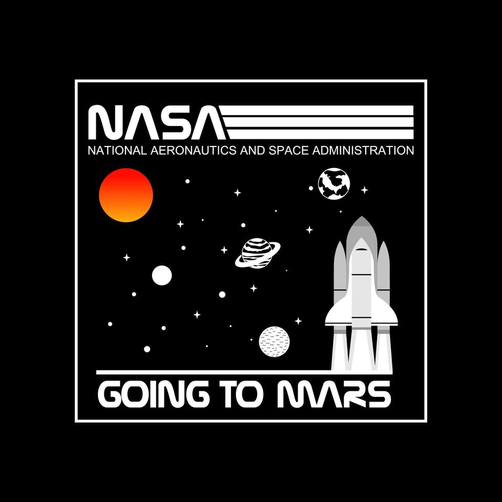 rocket ship going to mars simple vintage vector