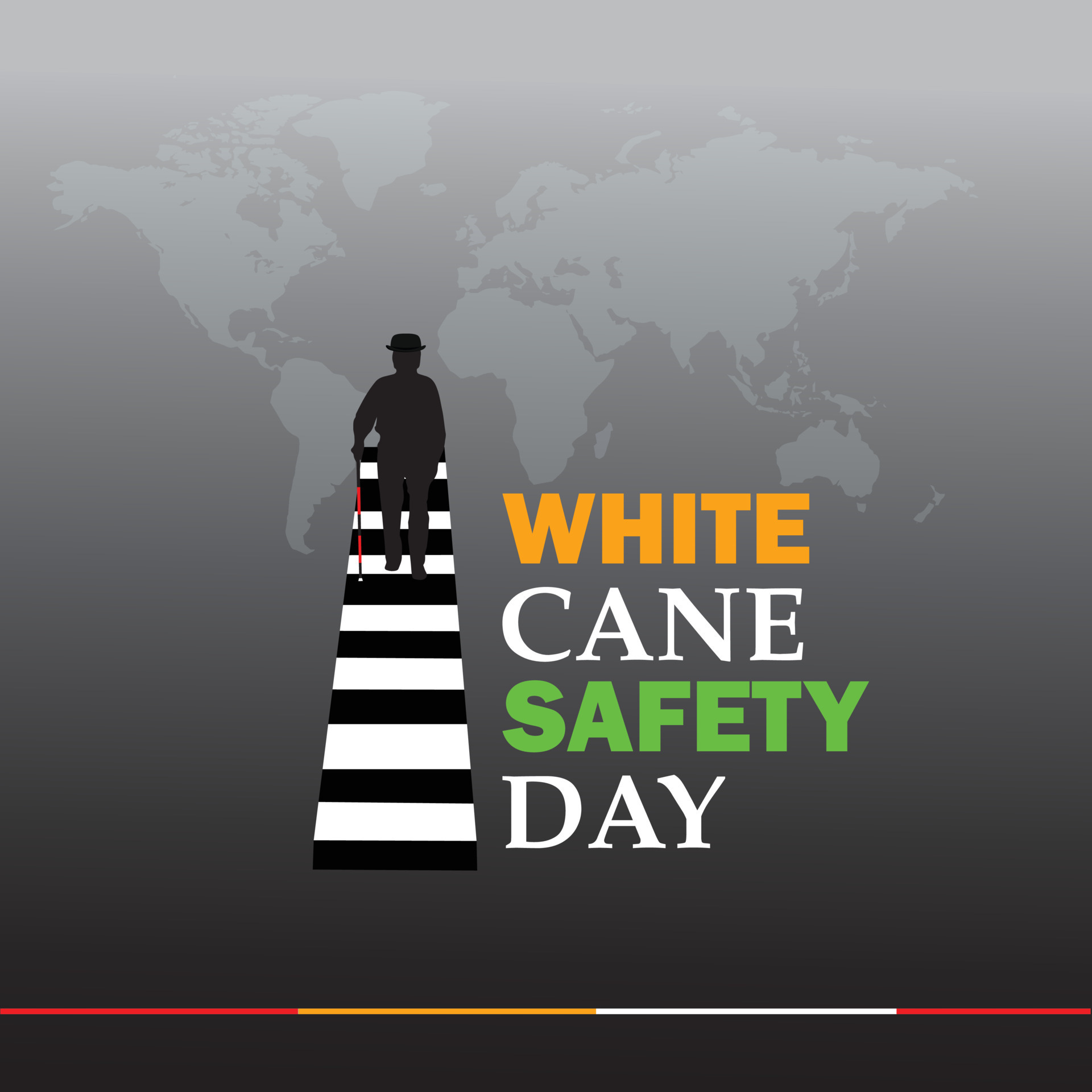 White Cane Safety Day. 15 October. White cane international day concept