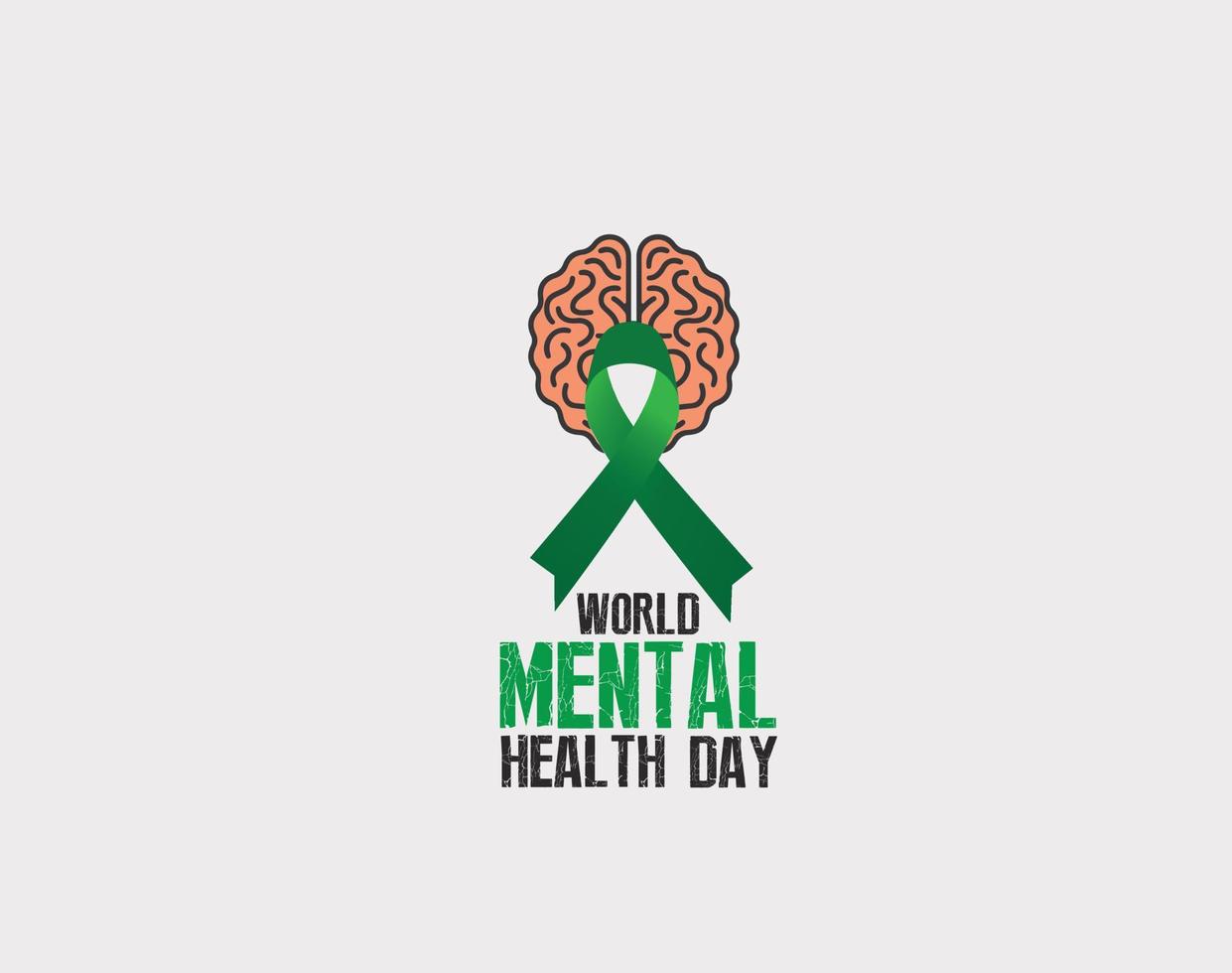 World Mental Health Day. October 10. Flat human head icon with lamp and leaf inside. Template for the design of a logo, flyer or presentation. Vector illustration.