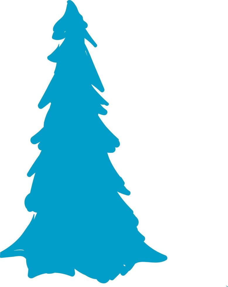 Christmas tree blue silhouette. vector