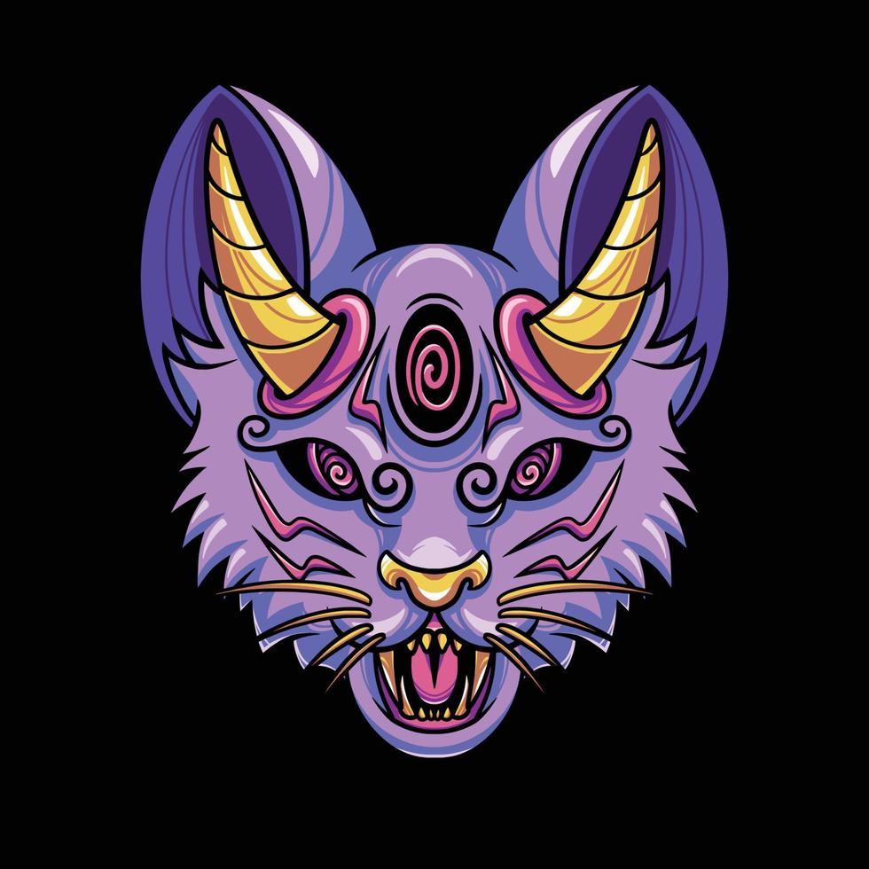 gato, diablo, ilustración vector