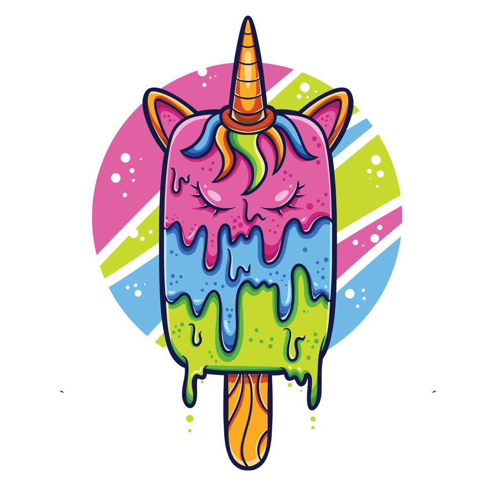 dibujos animados de helado de unicornio vector