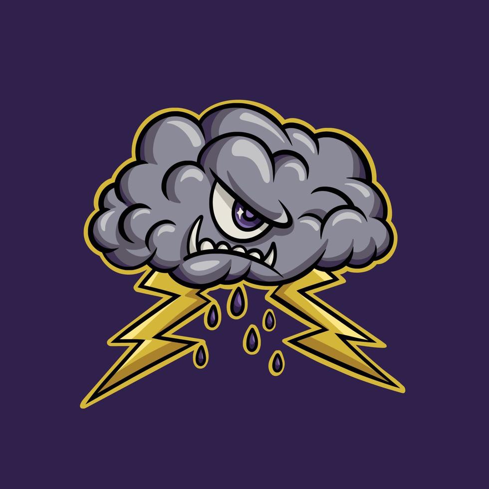 Drak Cloud Rain Cartoon vector