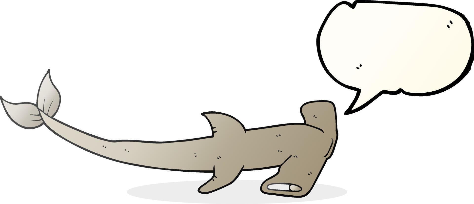 freehand drawn speech bubble cartoon hammerhead shark vector
