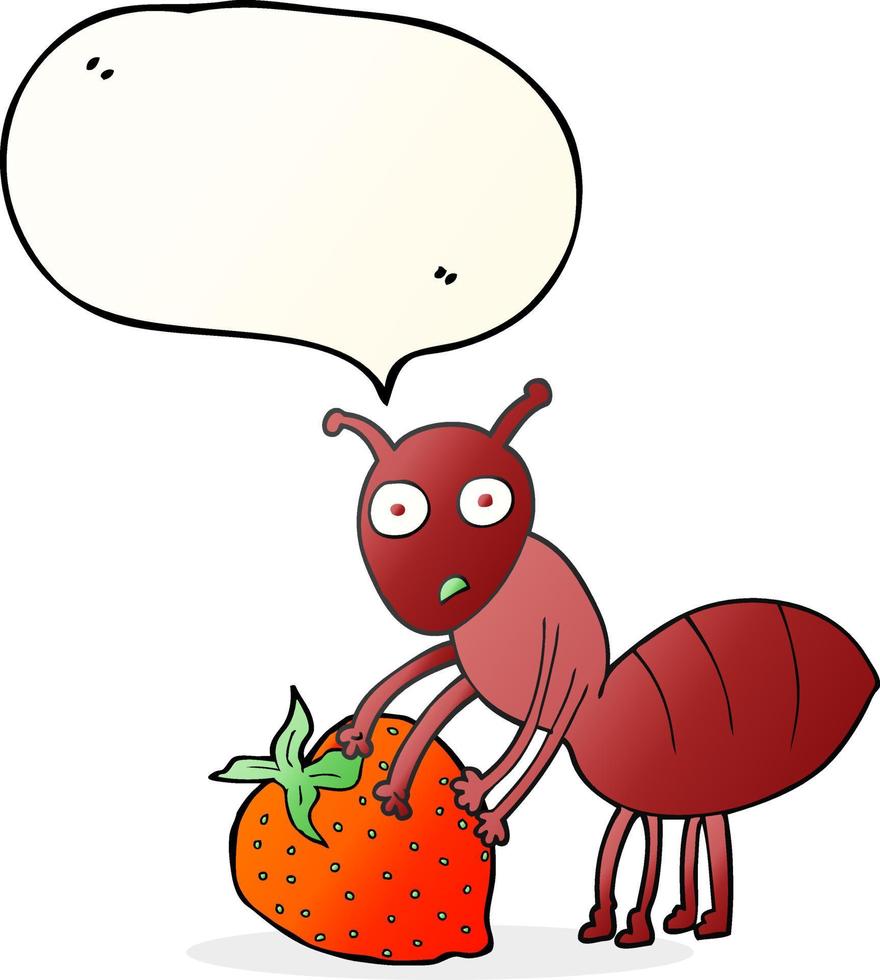 freehand drawn speech bubble cartoon ant with berry vector