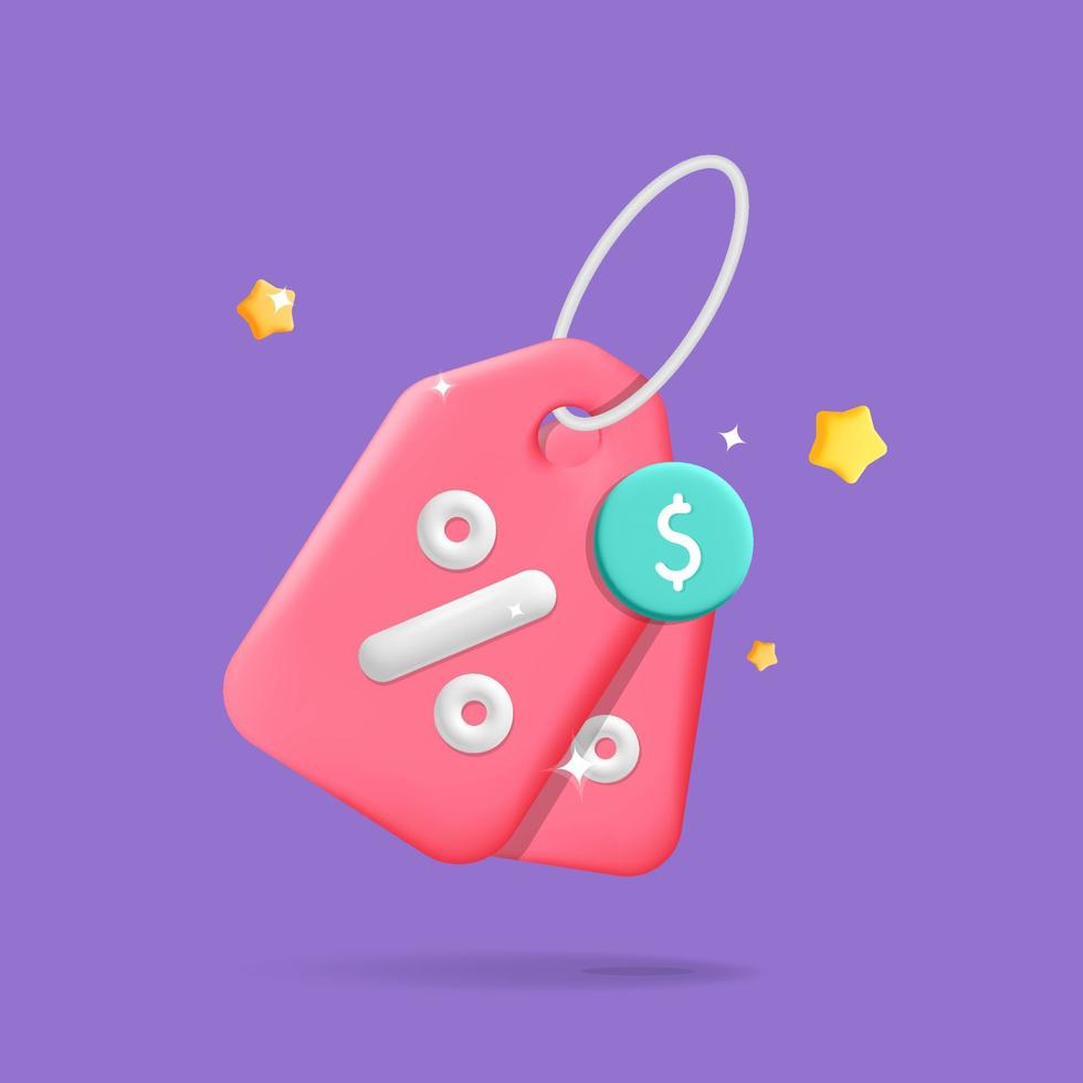 3d vector  shopping discount coupon tags with stars icon design