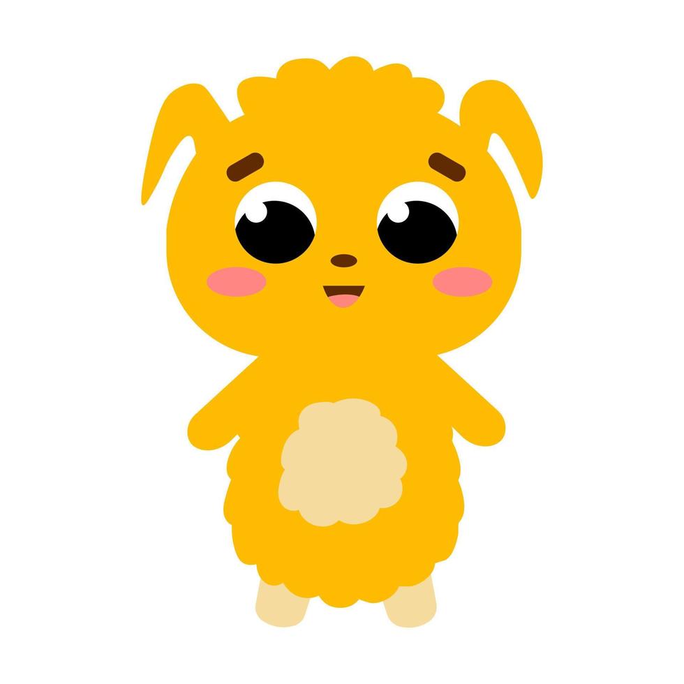 Cute candy monster for halloween in childish style, cosmic alien yellow character, kawaii baby creature vector