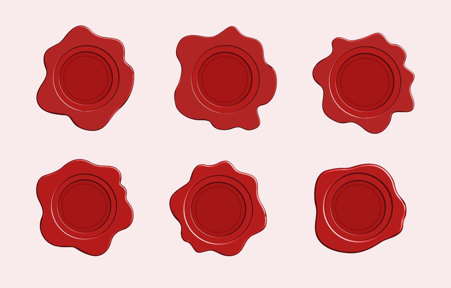 Red Wax Seal Icons Set vector