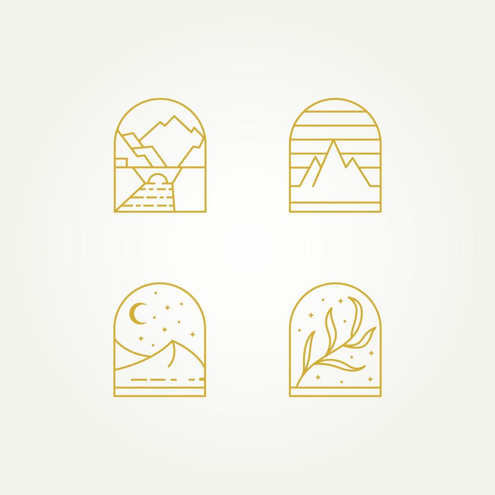 set of minimalist line art badge emblem logo template vector illustration designs