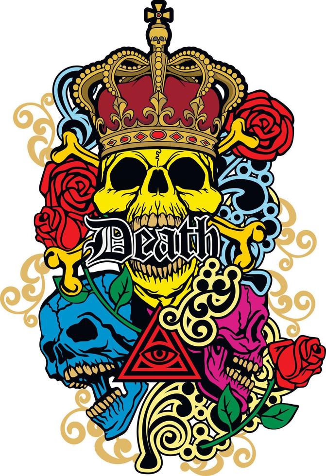 Gothic sign with skull, grunge vintage design t shirts vector