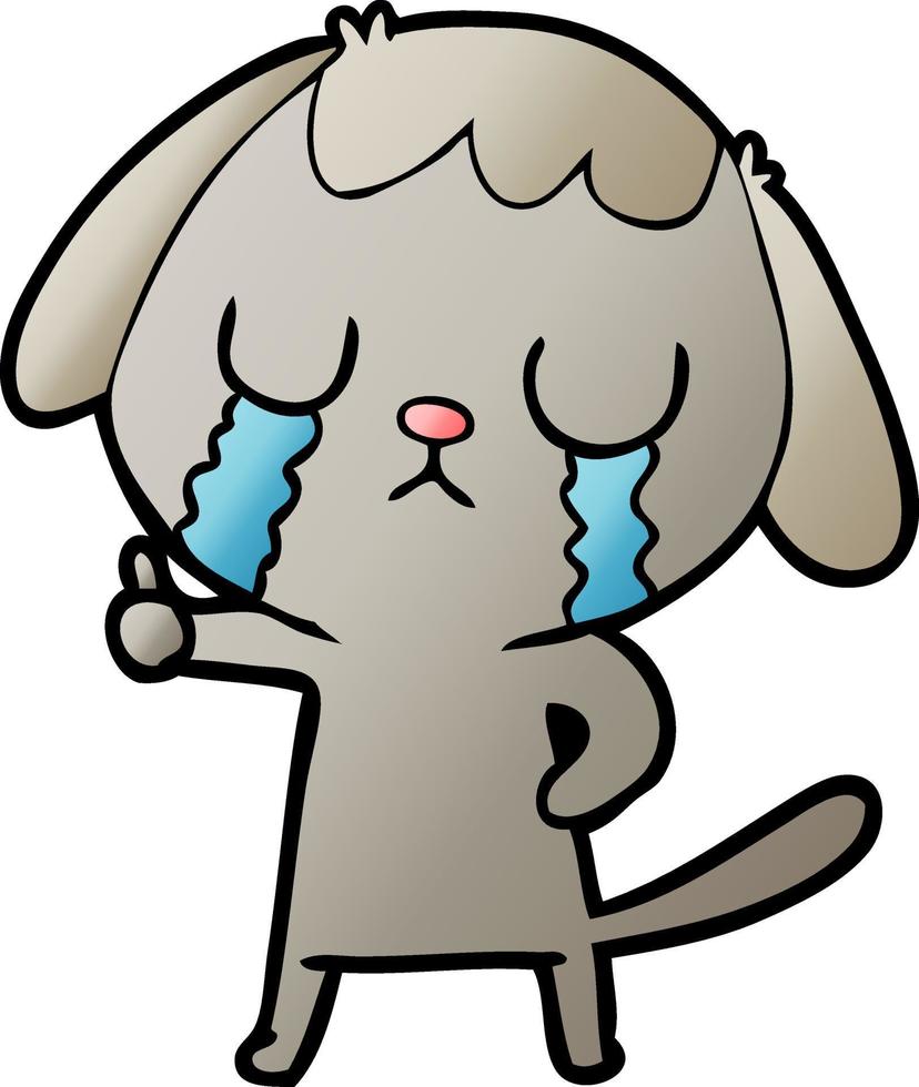 cute cartoon dog crying vector