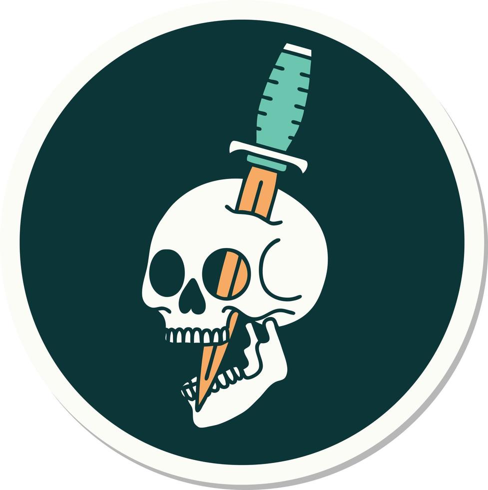 sticker of tattoo in traditional style of a skull vector