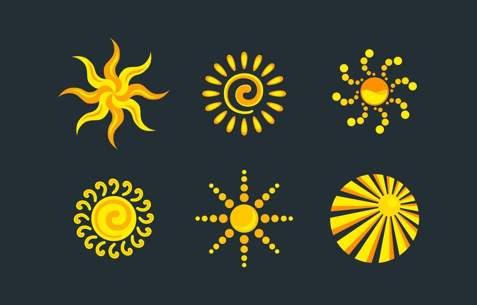 conjunto de logotipo de sol de estética vector