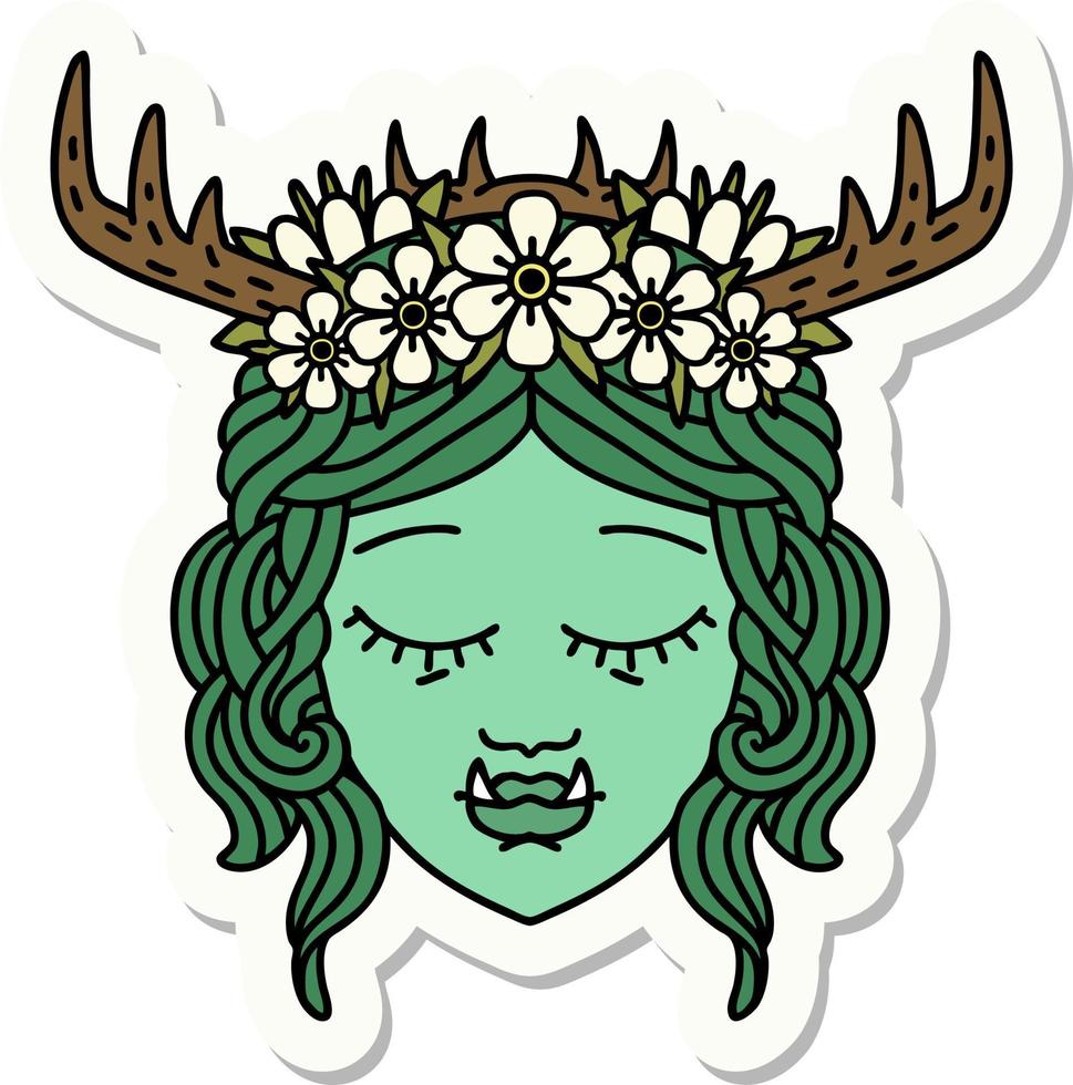 sticker of a orc druid character face vector