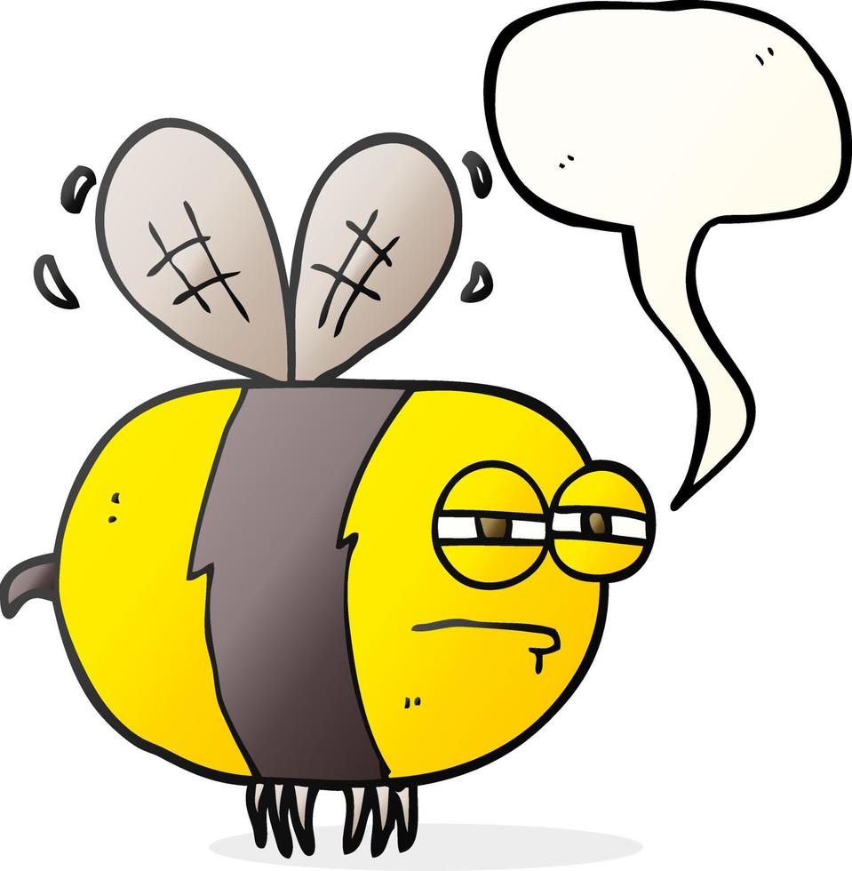 freehand drawn speech bubble cartoon unhappy bee vector