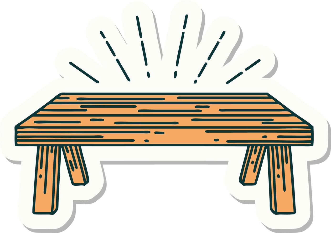 pegatina de una mesa de madera estilo tatuaje vector