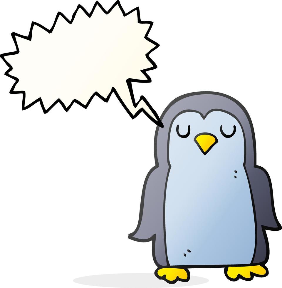 freehand drawn speech bubble cartoon penguin vector