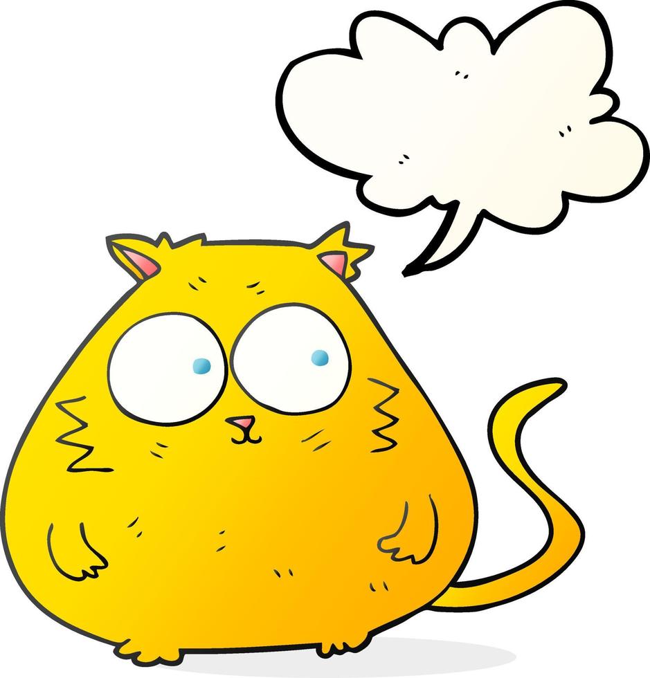 freehand drawn speech bubble cartoon fat cat vector