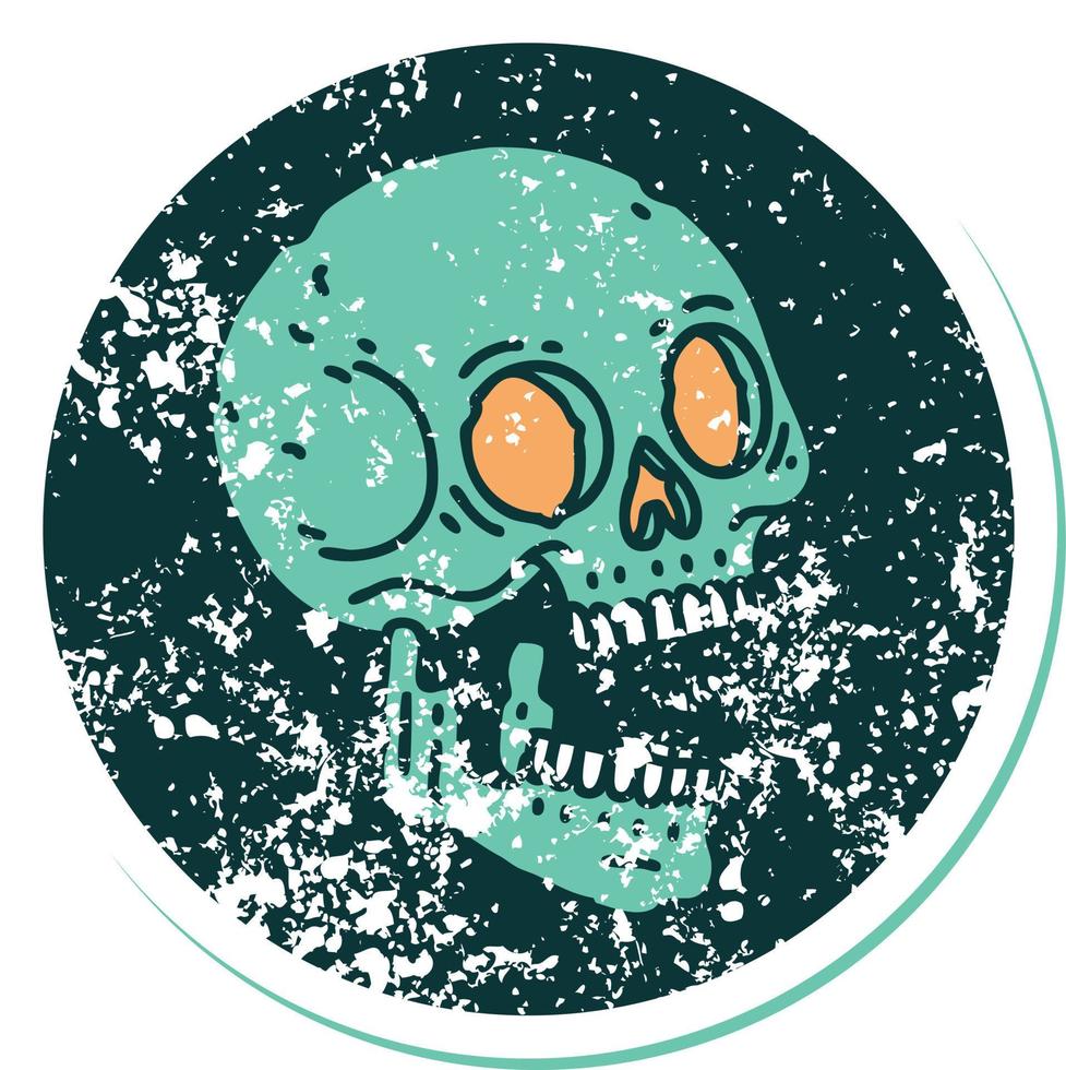 iconic distressed sticker tattoo style image of a skull vector