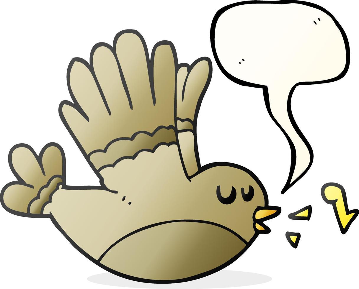 freehand drawn speech bubble cartoon singing bird vector