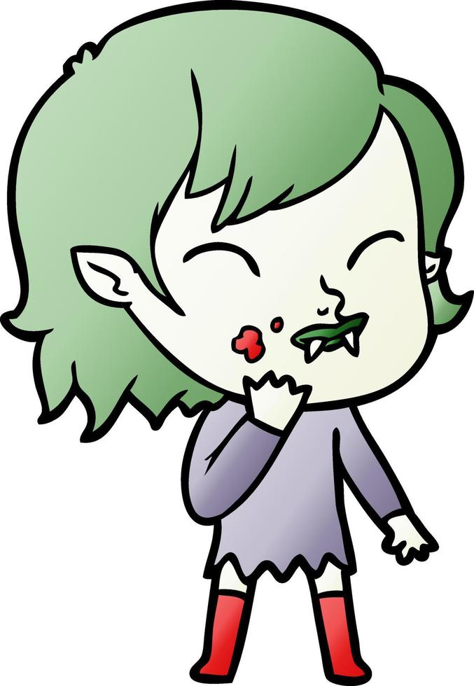 cartoon vampire girl with blood on cheek vector