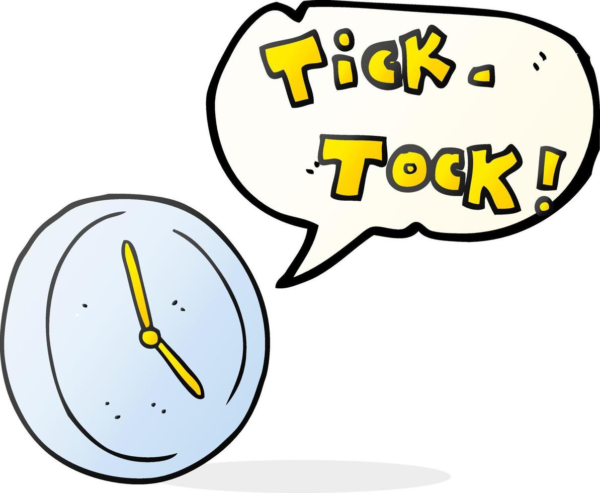 freehand drawn speech bubble cartoon ticking clock vector